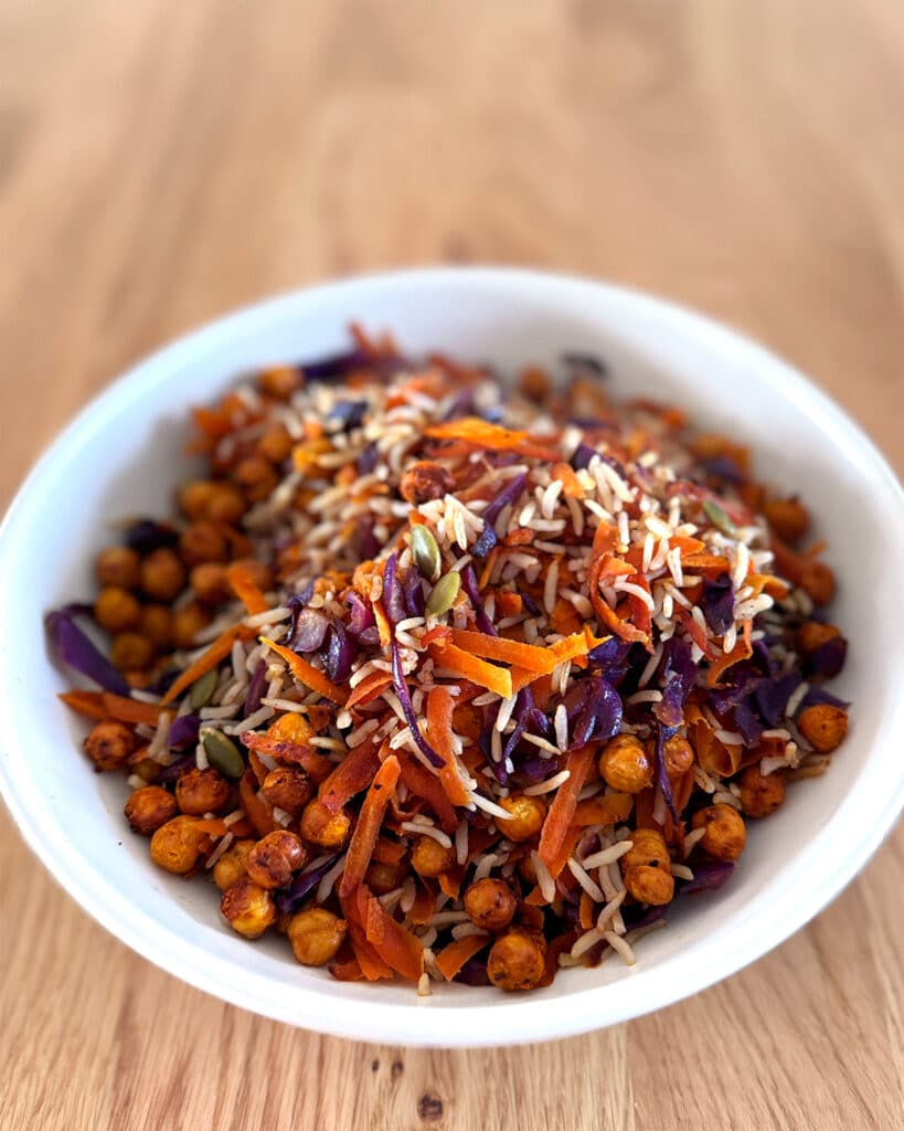 poêlée de riz complet et pois chiches anti-cholestérol