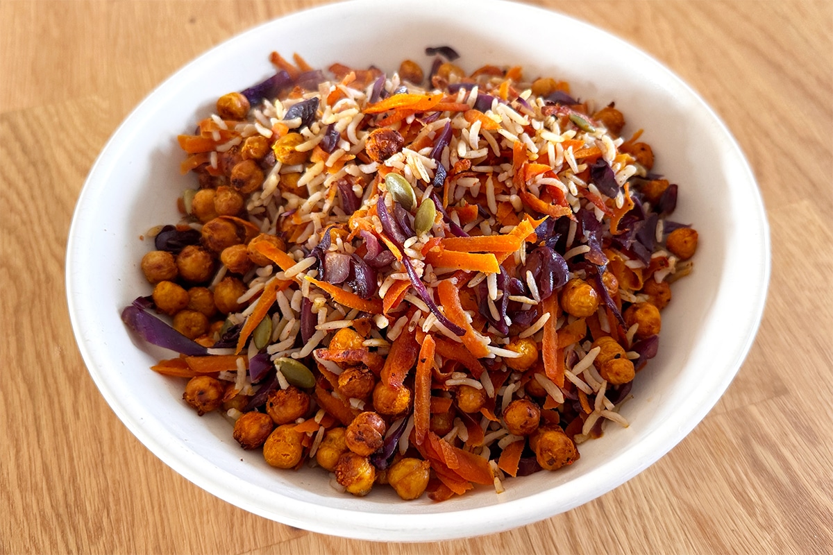 Riz complet avec légumes et pois chiches